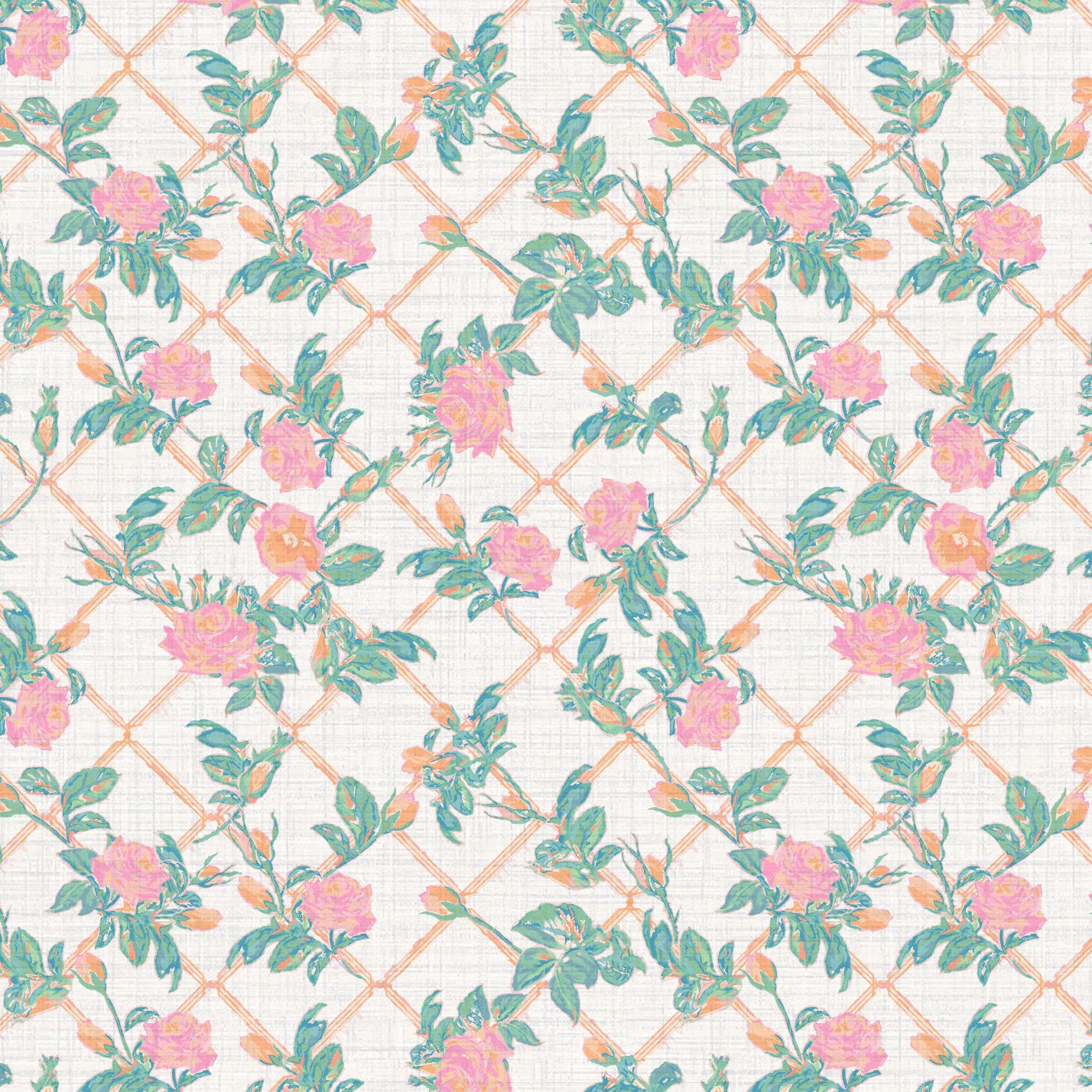 Every Rose has its Thorn Trellis Textured Performance Vinyl Wallpaper in Pretty in Pink