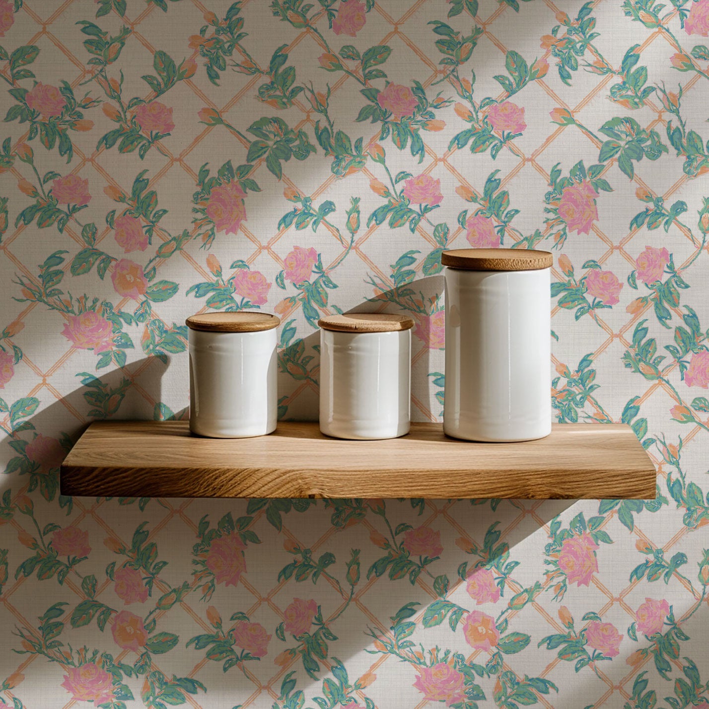 Every Rose has its Thorn Trellis Textured Performance Vinyl Wallpaper in Pretty in Pink