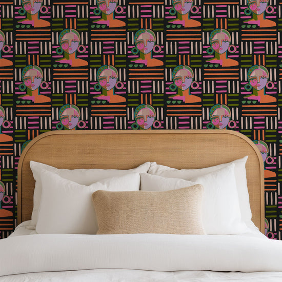 brittany atkinson art collaboration geometric stripe wallpaper wall covering grasscloth grass cloth paper weave textured custom luxury natural woman artist women contemporary modern interior design bold tailor made Eco-Friendly
Non-toxic
High-quality 
Sustainable
Retro chic
Grand millennial
Maximalism 
Traditional
Dopamine decor 
black pink multicolored lines stripes