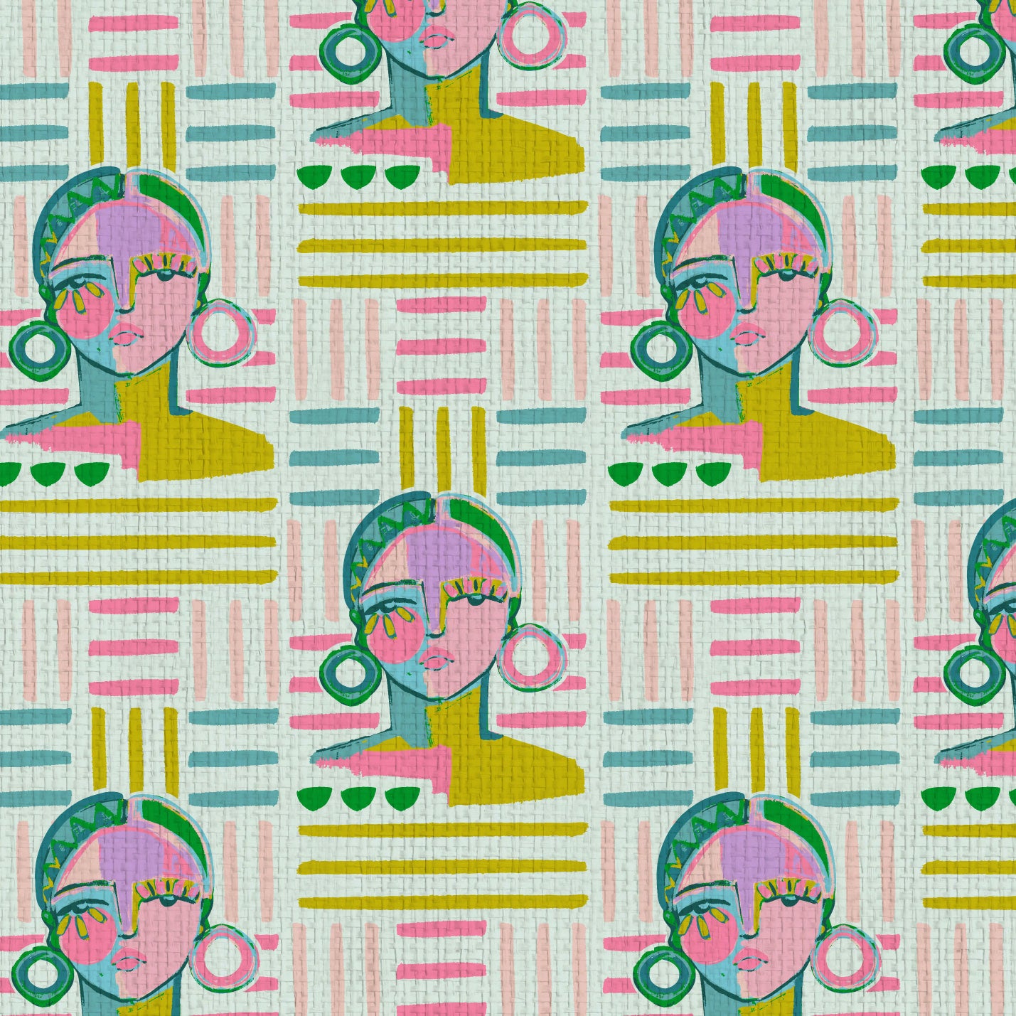 brittany atkinson art collaboration geometric stripe wallpaper wall covering grasscloth grass cloth paper weave textured custom luxury natural woman artist women contemporary modern interior design bold tailor made Eco-Friendly
Non-toxic
High-quality 
Sustainable
Retro chic
Grand millennial
Maximalism 
Traditional
Dopamine decor 
multicolored lines stripes pink white green cream blue