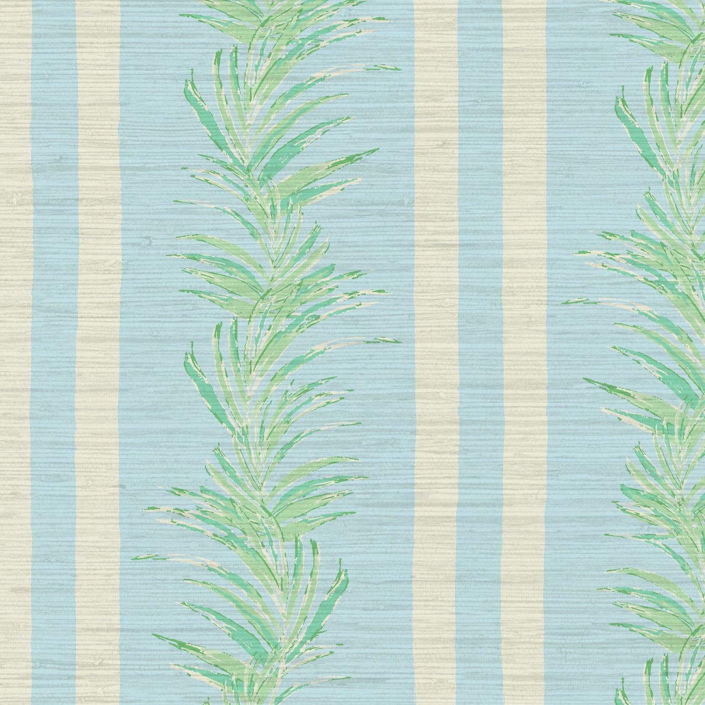 wallpaper Natural Textured Eco-Friendly Non-toxic High-quality Sustainable Interior Design Bold Custom Tailor-made Retro chic Grand millennial Maximalism Traditional Dopamine decor Tropical Jungle Coastal Garden Seaside Seashore Waterfront Vacation home styling Retreat Relaxed beach vibes Beach cottage Shoreline Oceanfront Nautical Cabana preppy Cottage core Countryside Vintage vertical stripe cabana leaf palm green mint white linen french light blue