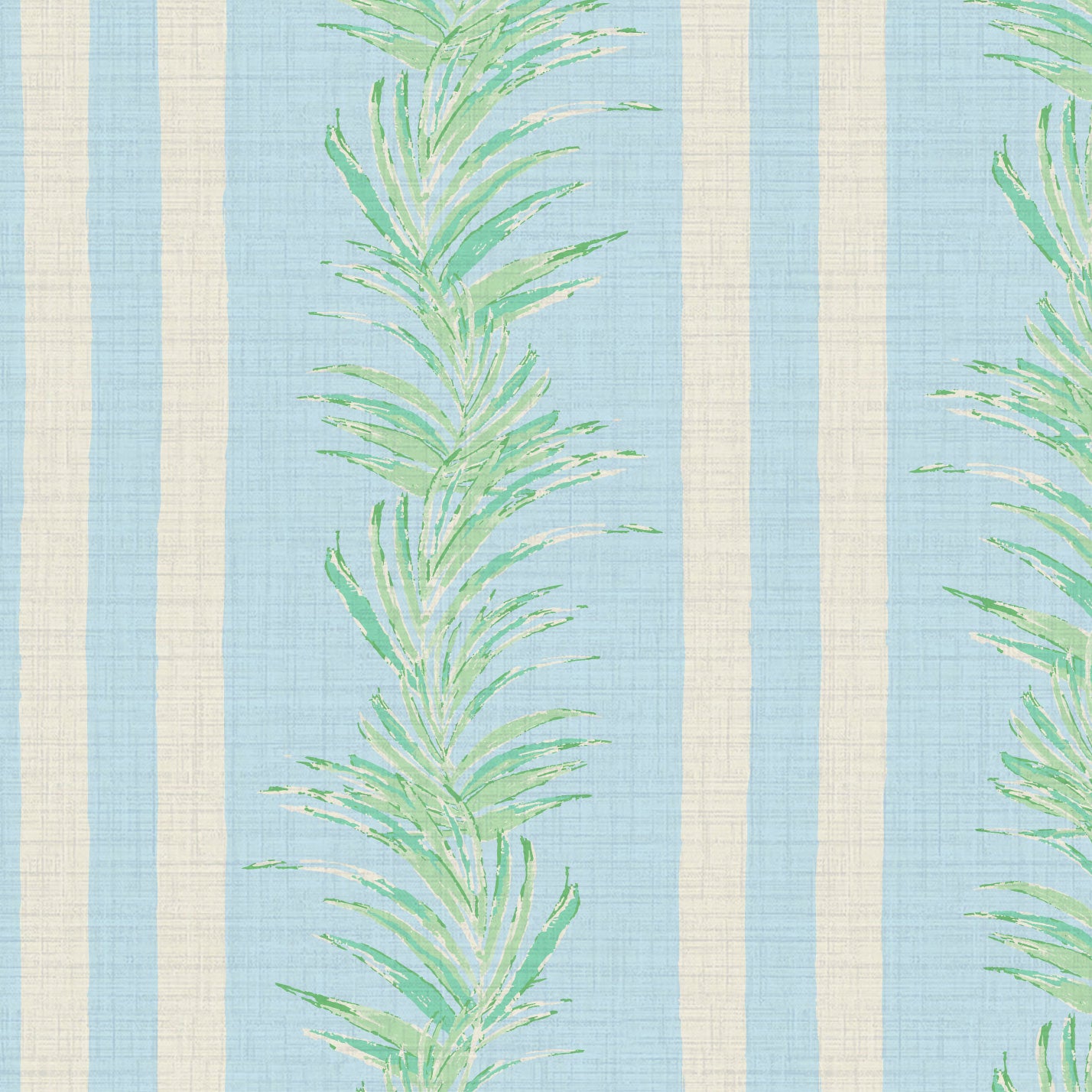 Fern Fever Stripes Textured Performance Vinyl Wallpaper in Ocean Waves Blue