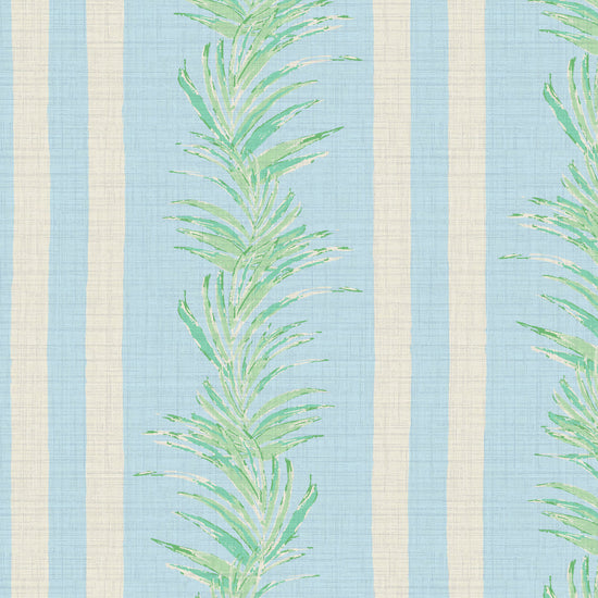 Fern Fever Stripes Textured Performance Vinyl Wallpaper in Ocean Waves Blue