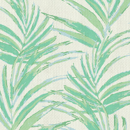 paper weave printed wallpaper of linear twisted palm leaves vertical oversized stripes Grasscloth Natural Textured Eco-Friendly Non-toxic High-quality Sustainable practices Sustainability Interior Design Wall covering Bold Wallpaper Custom Tailor-made Retro chic Tropical jungle beverly hills hilton hotel palm print garden botanical Coastal Seashore Waterfront Vacation home styling Retreat Relaxed beach vibes Beach cottage Shoreline beverly hills hotel ocean blue sky light baby pastel green mint sage