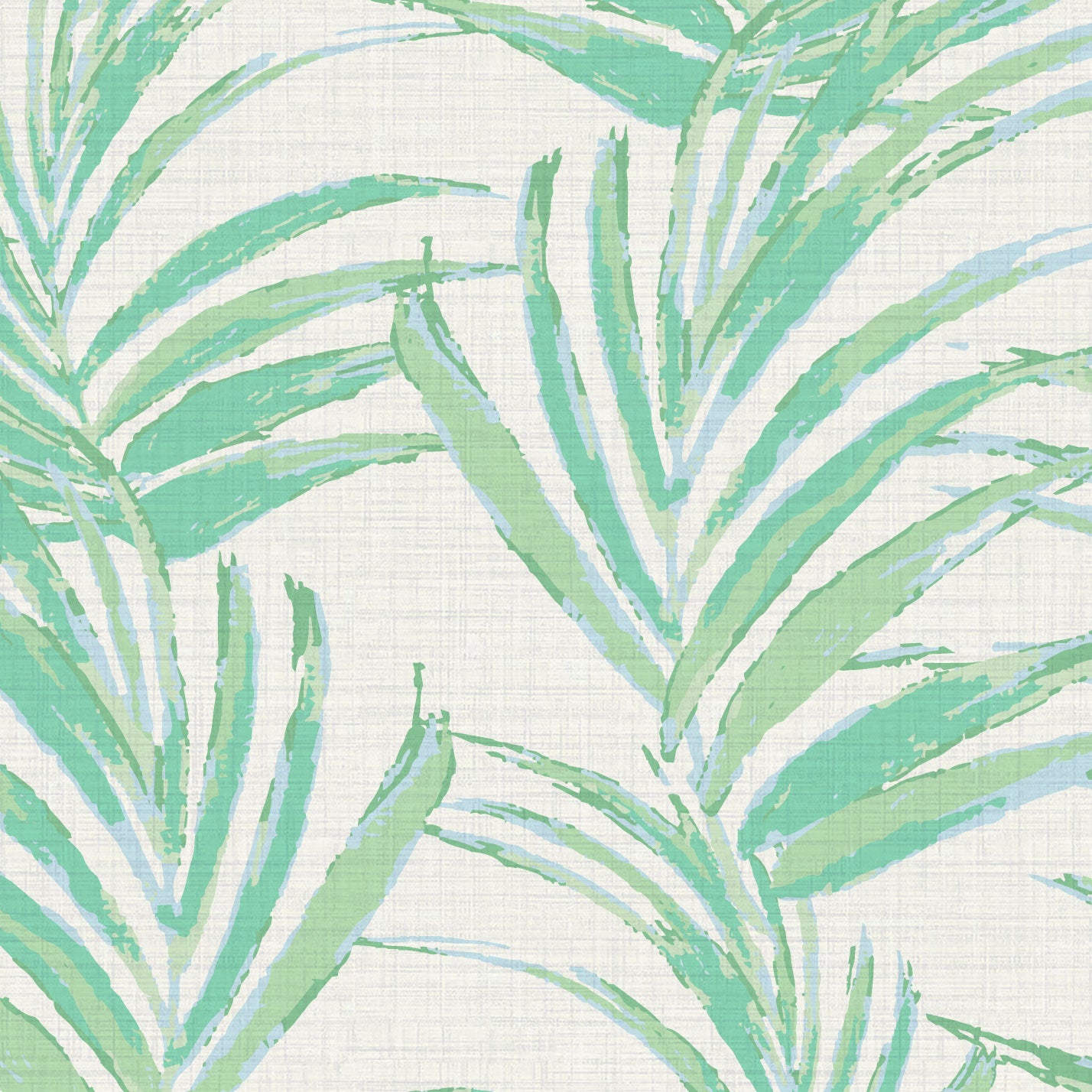 Fern Forest Striped Leaf Textured Performance Vinyl Wallpaper in Mint Milkshake White