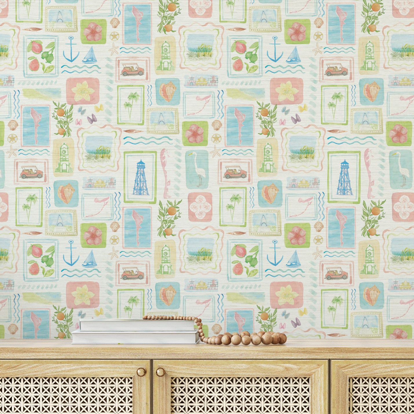 From Florida with Love Wallpaper in Sun Rays by Little Blue Designs