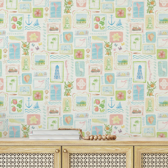 From Florida with Love Wallpaper in Sun Rays by Little Blue Designs