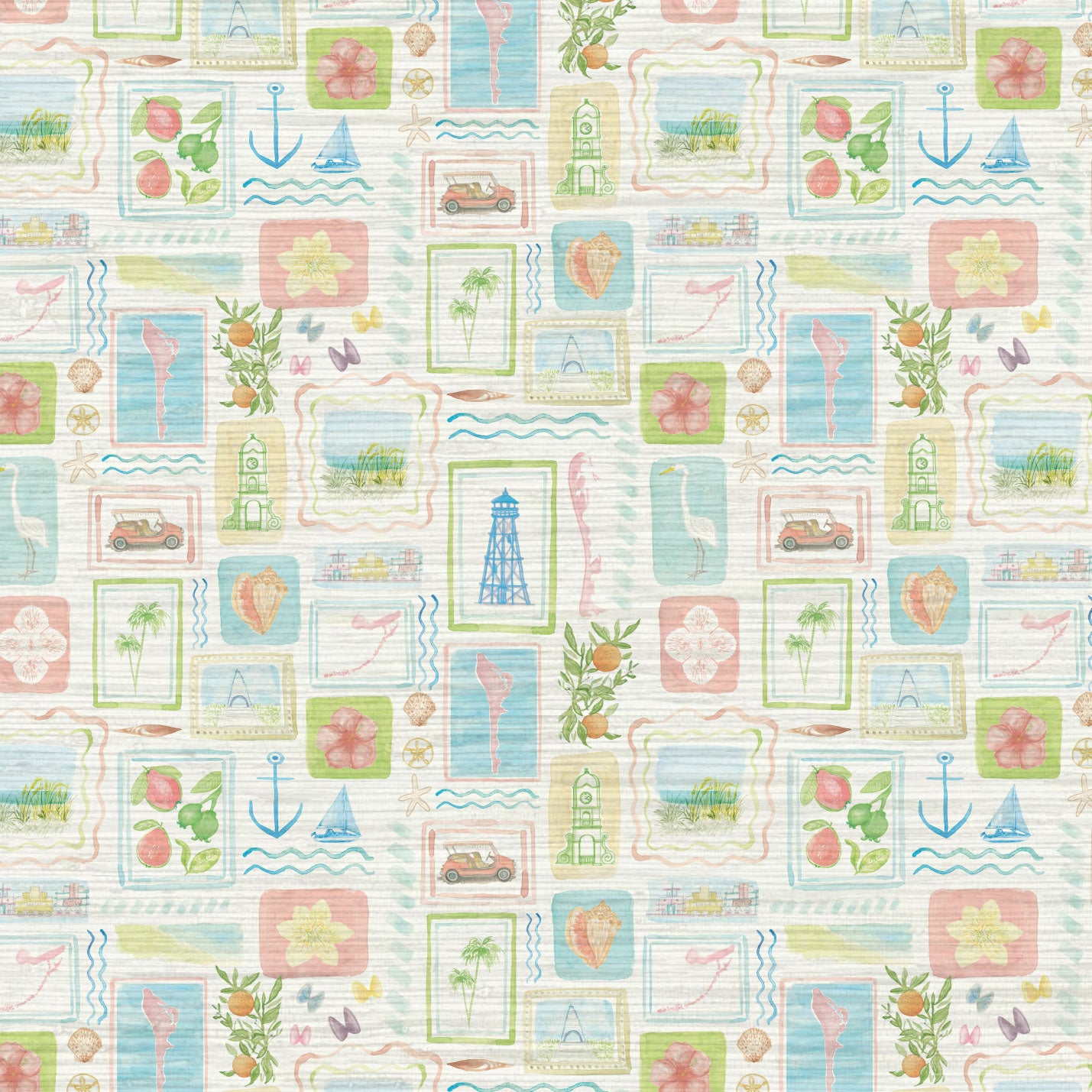 From Florida with Love Wallpaper in Sun Rays by Little Blue Designs