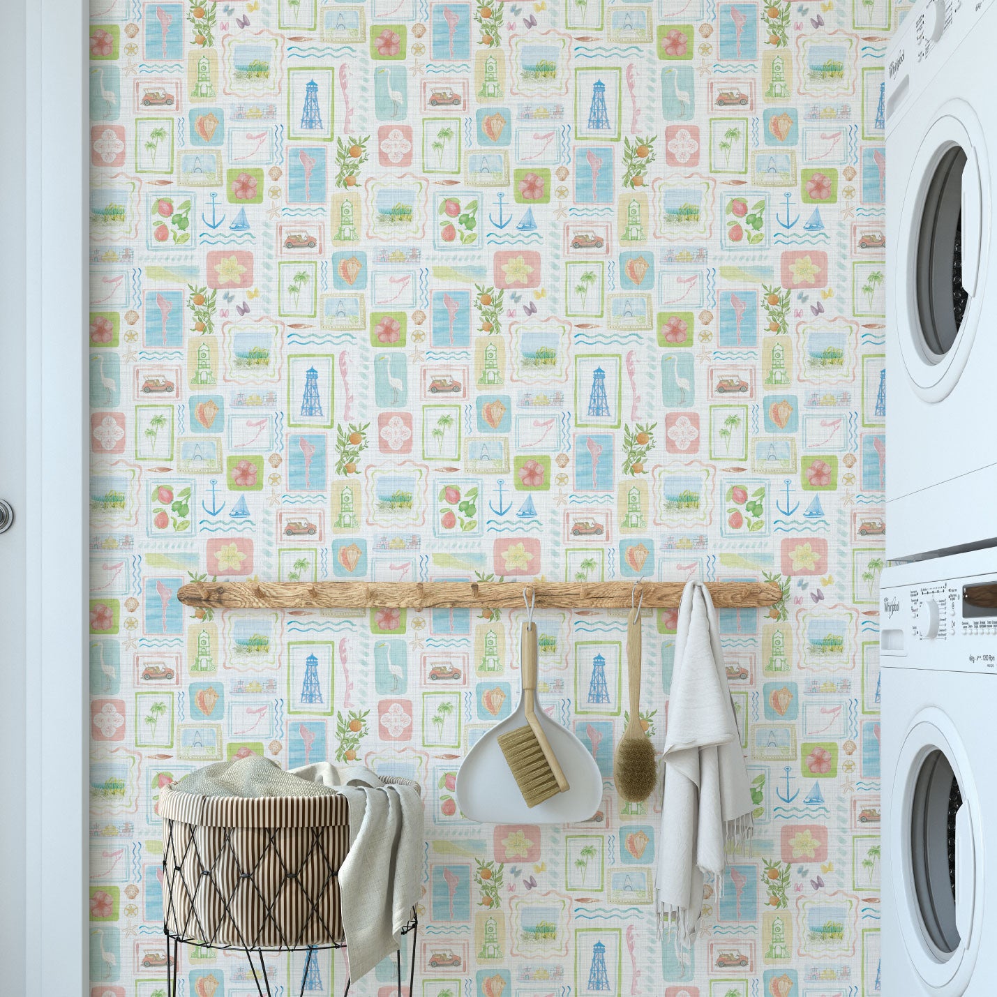 From Florida with Love Textured Performance Vinyl Wallpaper in Sun Rays by Little Blue Designs