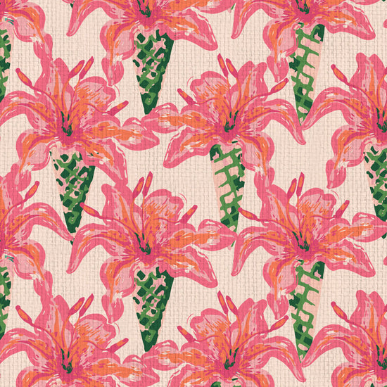 wallpaper Natural Textured Eco-Friendly Non-toxic High-quality Sustainable Interior Design Bold Custom Tailor-made Retro chic Tropical Jungle garden nature inspired floral botanical flowers bouquet pink rose hot pink preppy paper weave paperweave basketweave basket weave