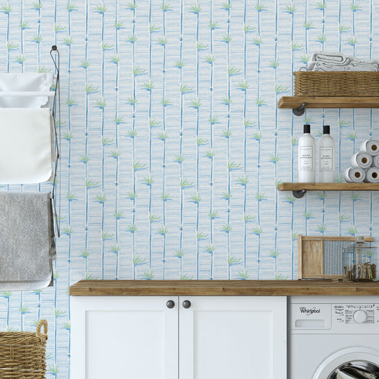 Gulf Coast Highway Textured Performance Vinyl Wallpaper in Blue Sky Baby by Little Blue Designs