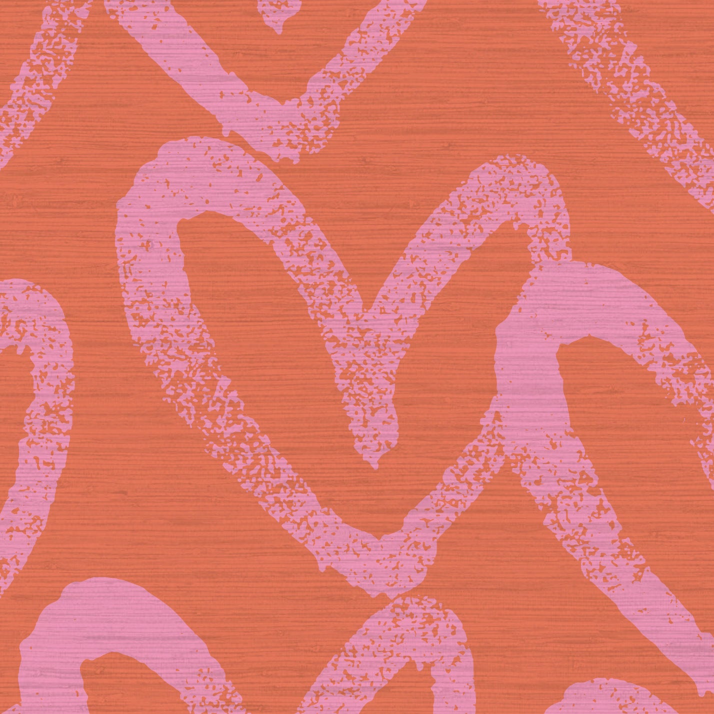 printed grasscloth wallpaper oversized heart print assortment collaboration with House of Shannon shan Natural Textured Eco-Friendly Non-toxic High-quality  Sustainable practices Sustainability Interior Design Wall covering Bold Wallpaper Custom Tailor-made Retro chic kids playroom hand drawn fun pink coral hot pink red orange