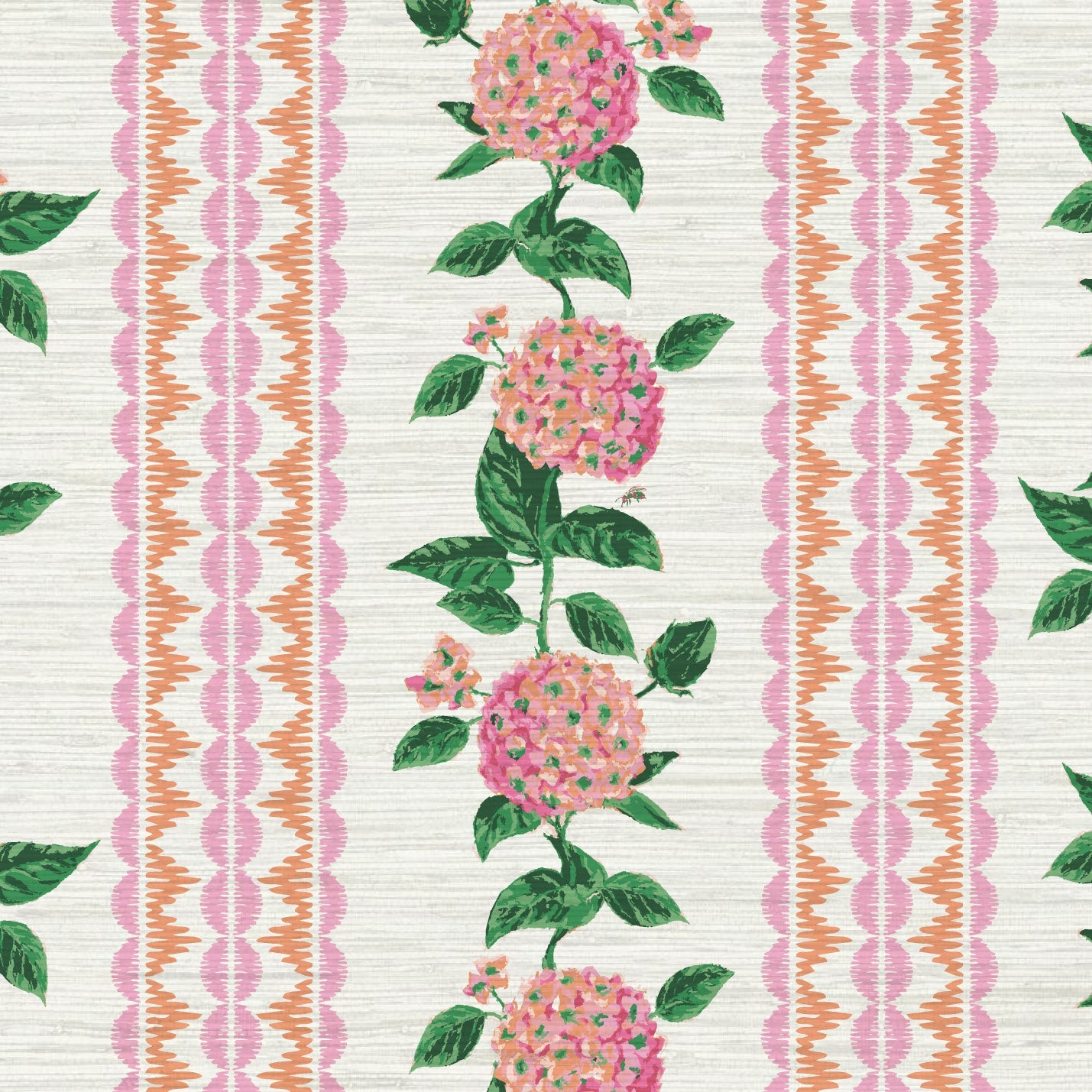 Grasscloth Paper Weave wallpaper Natural Textured Eco-Friendly Non-toxic High-quality Sustainable Interior Design Bold Custom Tailor-made Retro chic Grand millennial Maximalism Traditional Dopamine decor preppy garden botanical hydrangea floral stripe leaf lace pink orange purple girl nursery kid feminine grandma chic cottage core traditional american countryside