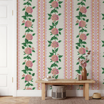 Grasscloth Paper Weave wallpaper Natural Textured Eco-Friendly Non-toxic High-quality Sustainable Interior Design Bold Custom Tailor-made Retro chic Grand millennial Maximalism Traditional Dopamine decor preppy garden botanical hydrangea floral stripe leaf lace pink orange purple girl nursery kid feminine grandma chic cottage core traditional american countryside paperweave