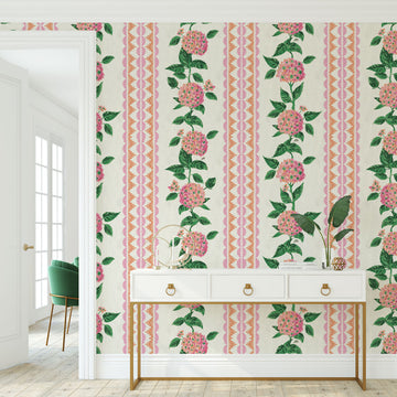 Grasscloth Paper Weave wallpaper Natural Textured Eco-Friendly Non-toxic High-quality Sustainable Interior Design Bold Custom Tailor-made Retro chic Grand millennial Maximalism Traditional Dopamine decor preppy garden botanical hydrangea floral stripe leaf lace pink orange purple girl nursery kid feminine grandma chic cottage core traditional american countryside paperweave