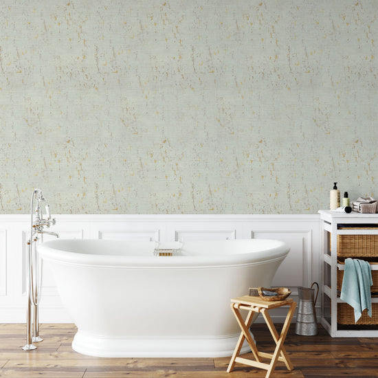 Natural Textured Eco-Friendly Non-toxic High-quality Sustainable practices Sustainability Interior Design Wall covering Bold Wallpaper Custom Tailor-made Retro chic cork nature luxury metallic shiny wood timeless coastal vacation interior design grain high-end white gold painted metallic bathroom