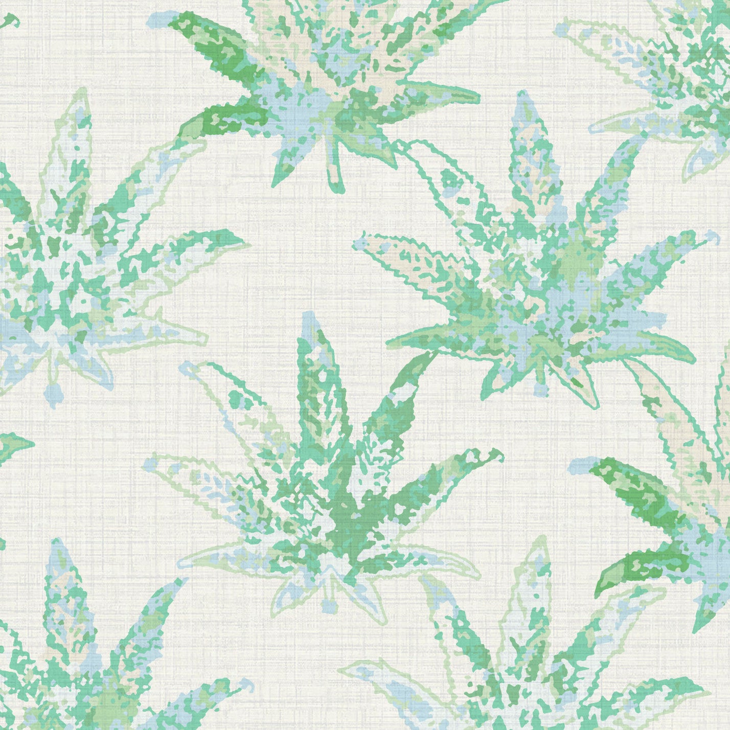 High Times at Ridgemont Marijuana Leaf Textured Performance Vinyl Wallpaper in Jungle Green