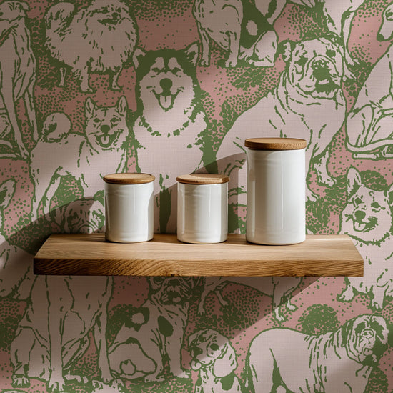 Hughes' Hounds Dog Textured Performance Vinyl Wallpaper in Call Me Olive