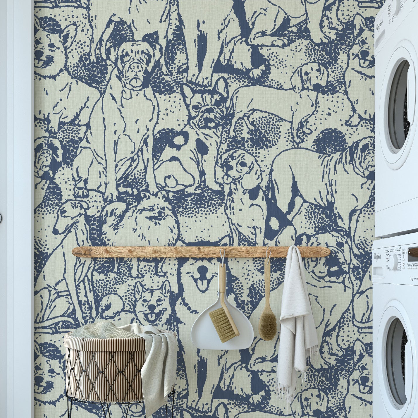 dog printed paper weave paperweave wallpaper puppy huskie, bulldogs, mastiff, wiener, beagles, yorkie Natural Textured Eco-Friendly Non-toxic High-quality Sustainable Interior Design Bold Custom kids mudroom veterinary grooming animal pink olive cream white off-white navy slate grey neutral
