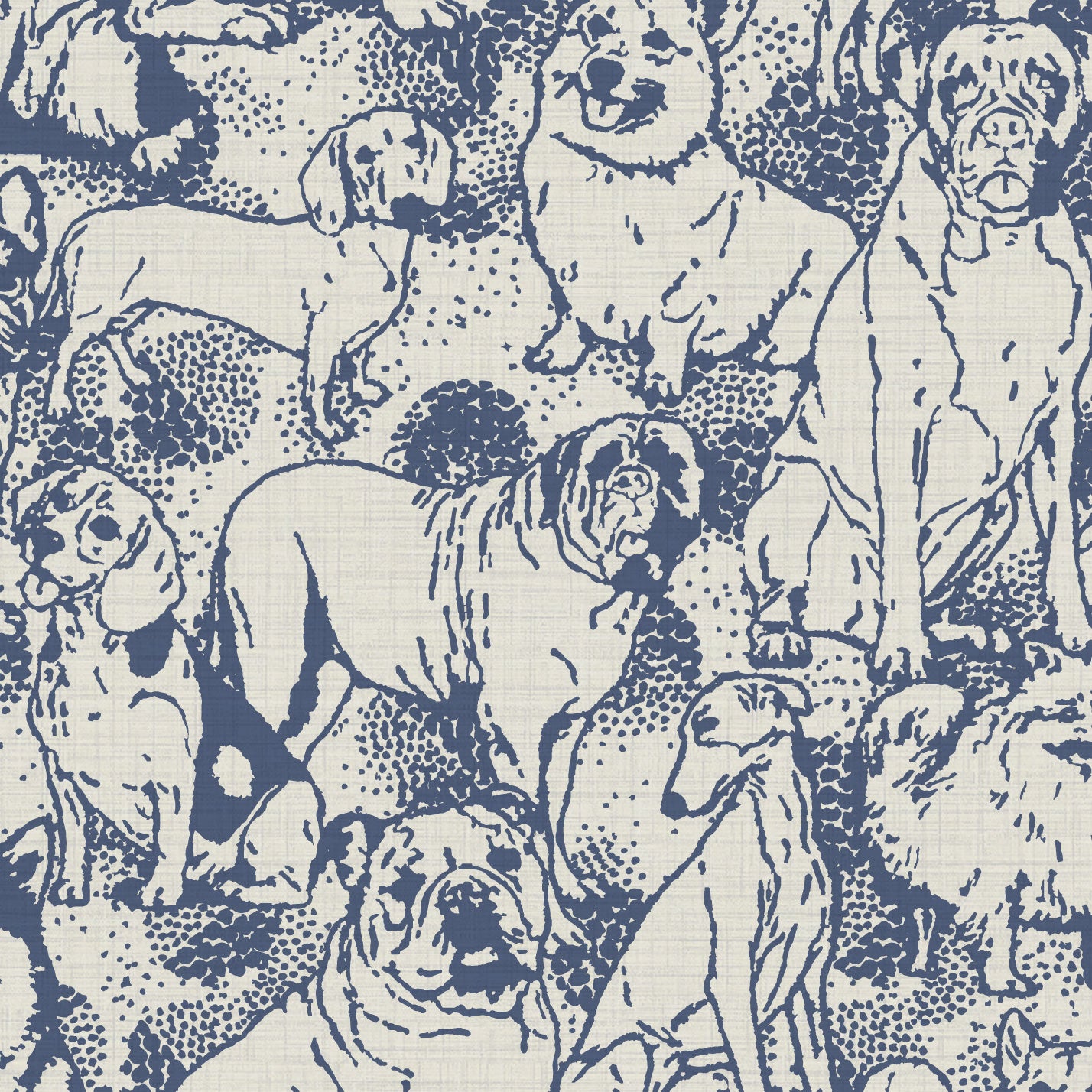 Hughes' Hounds Dog Textured Performance Vinyl Wallpaper in Dog House Blues