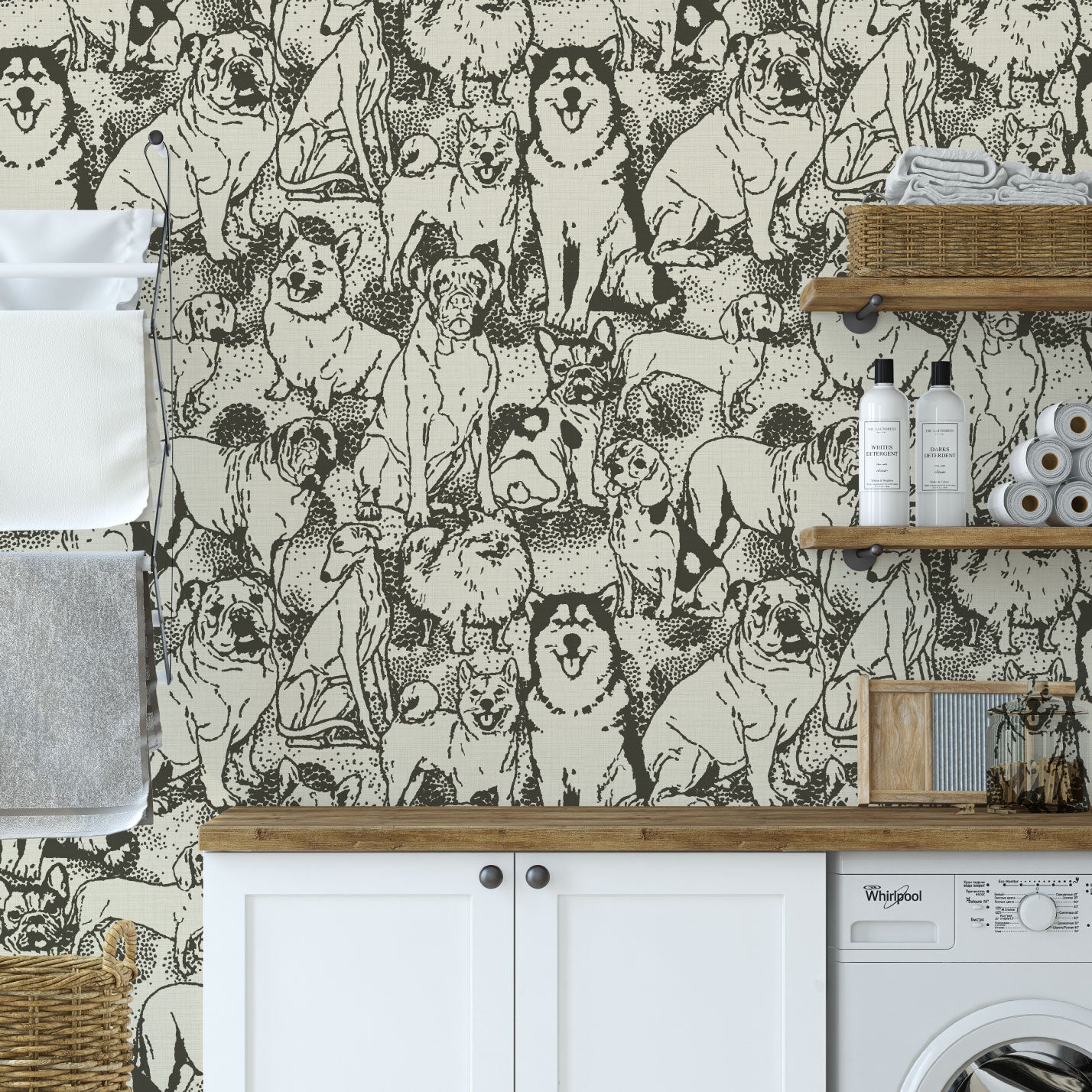 Hughes' Hounds Dog Textured Performance Vinyl Wallpaper in Salty Dog