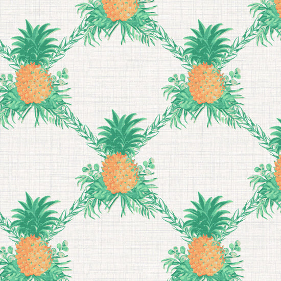 I’m Still Standing Pineapple Lattice Textured Performance Vinyl Wallpaper in Jungle Green