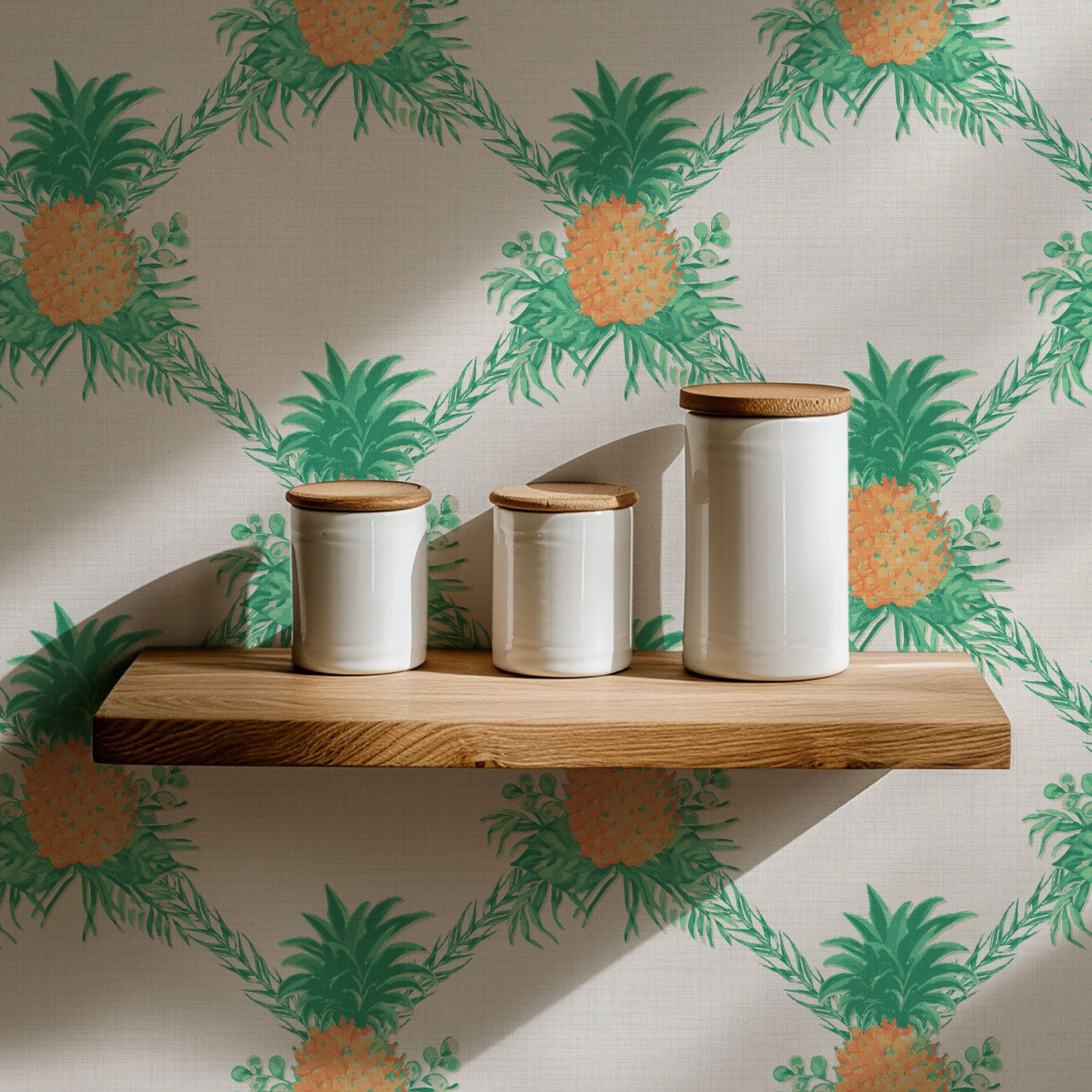 I’m Still Standing Pineapple Lattice Textured Performance Vinyl Wallpaper in Jungle Green