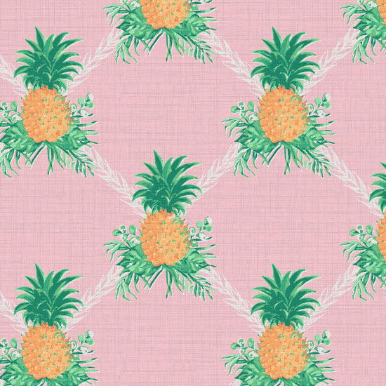 I’m Still Standing Pineapple Lattice Textured Performance Vinyl Wallpaper in Pink Carnation