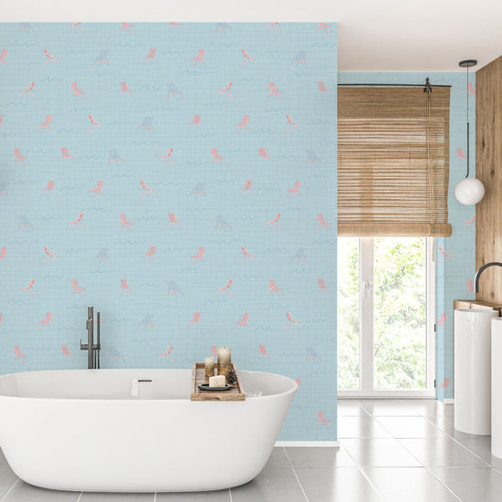 If You Like Pina Coladas and Beach Chairs Textured Performance Vinyl Wallpaper in Bahama Blue