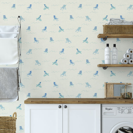 If You Like Pina Coladas and Beach Chairs Textured Performance Vinyl Wallpaper in Ocean Waves