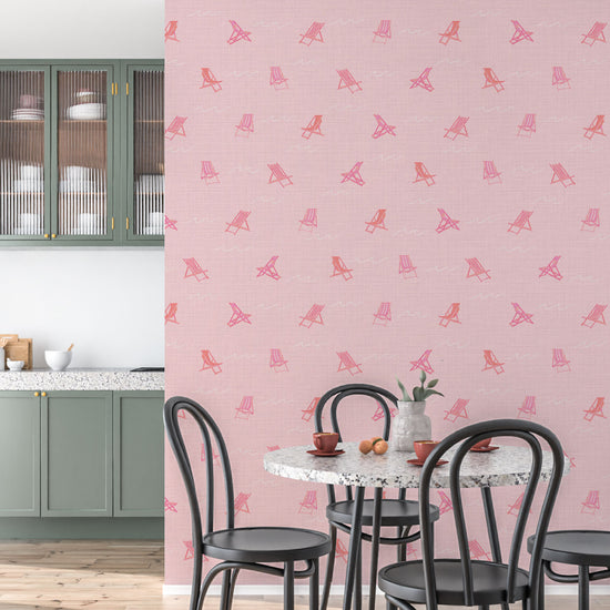 If You Like Pina Coladas and Beach Chairs Textured Performance Vinyl Wallpaper in Pretty in Pink