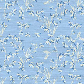 Chinoiserie Chinese Chinz Natural Textured Eco-Friendly Non-toxic High-quality Sustainable practices Sustainability Wall covering Wallcovering Wallpaper Custom interior Bespoke Tailor-made grasscloth Nature inspired Bold Garden Wallpaper floral tree bird animal hummingbird garden tree asian inspired nursery feminine girl bedroom french blue blue light blue dusty blue
