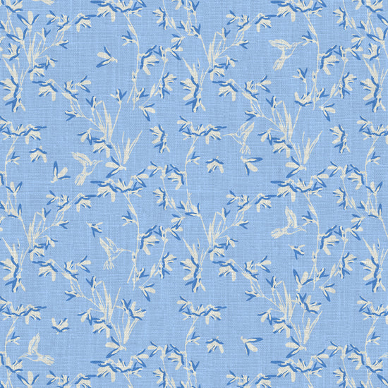 Chinoiserie Chinese Chinz Natural Textured Eco-Friendly Non-toxic High-quality  Sustainable practices Sustainability Wall covering Wallcovering Wallpaper Custom interior Bespoke Tailor-made Nature inspired Bold Garden Wallpaper floral tree bird animal hummingbird garden tree asian inspired nursery feminine girl bedroom french blue blue light blue dusty blue linen luxury