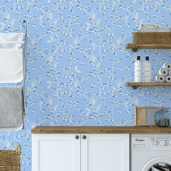 In Between Days Botanical Textured Performance Vinyl Wallpaper in Billy's Ocean