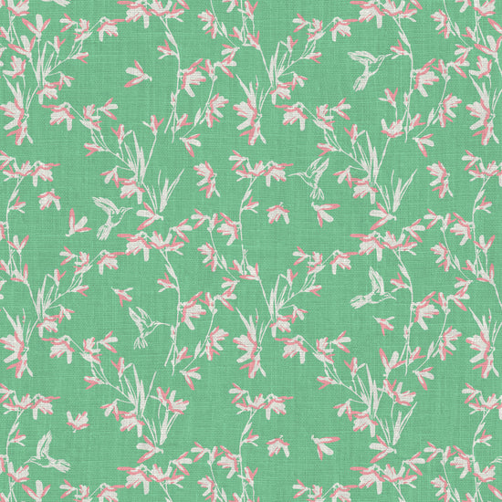 Chinoiserie Chinese Chinz Natural Textured Eco-Friendly Non-toxic High-quality  Sustainable practices Sustainability Wall covering Wallcovering Wallpaper Custom interior Bespoke Tailor-made Nature inspired Bold Garden Wallpaper floral tree bird animal hummingbird garden tree asian inspired nursery feminine girl bedroom kelly green pink white