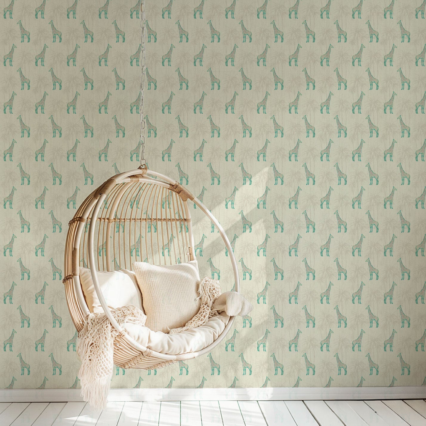 In the Air Tonight Giraffes Wallpaper in Mint Milkshake