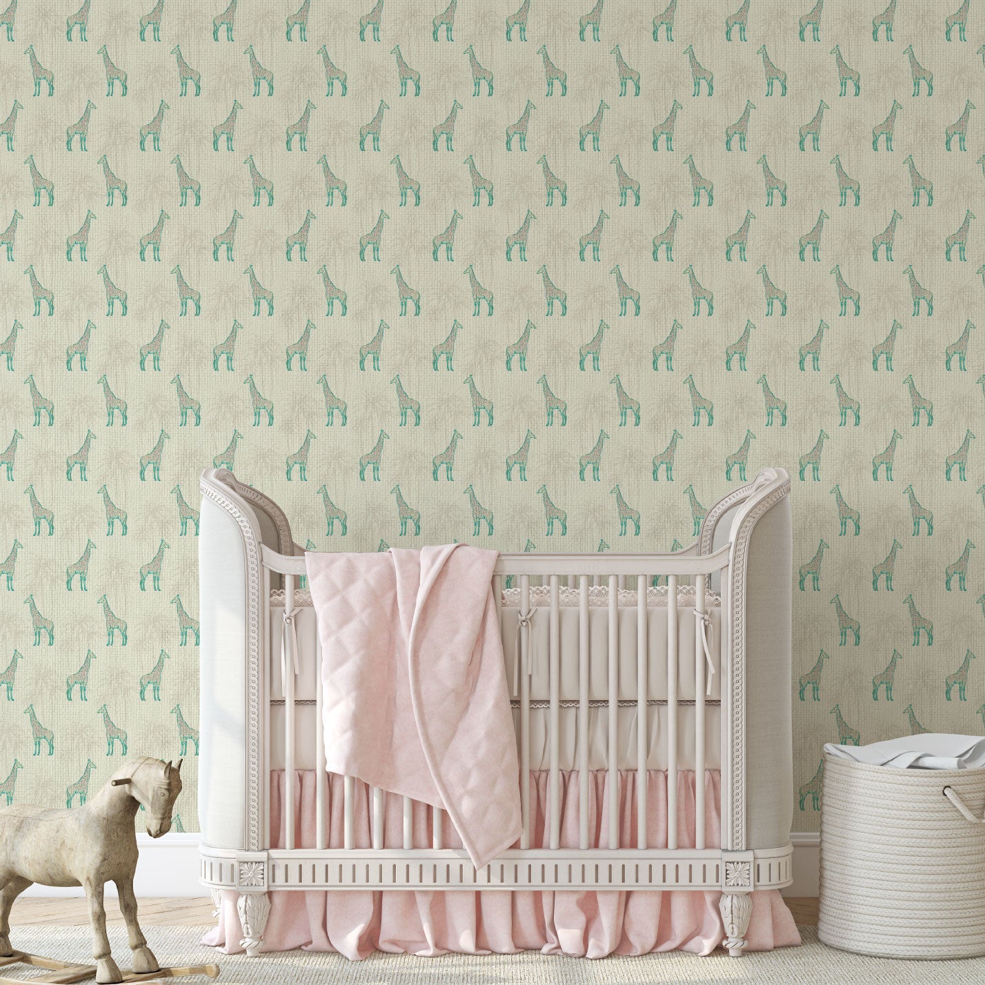 In the Air Tonight Giraffes Wallpaper in Mint Milkshake