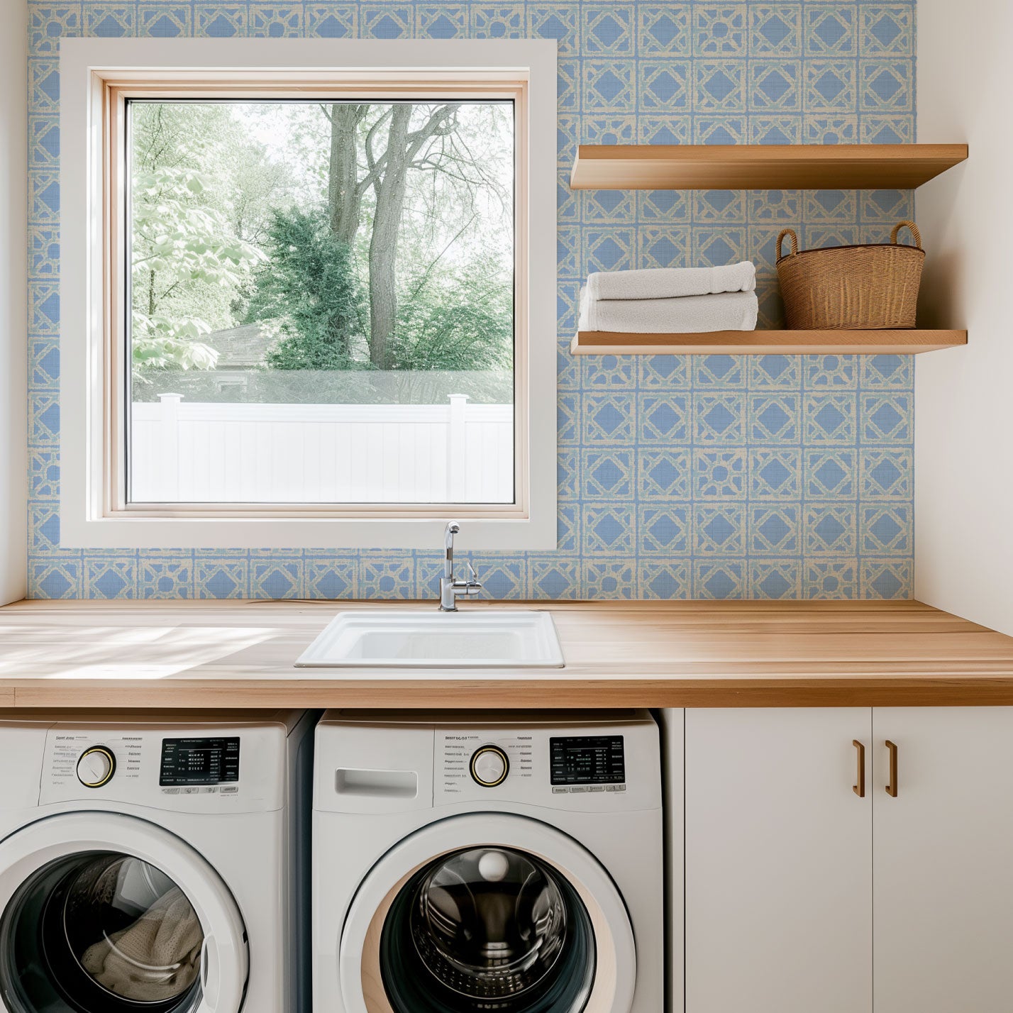 Invisible Touch Breeze Block Textured Performance Vinyl Wallpaper in Bonnie Bell Blue