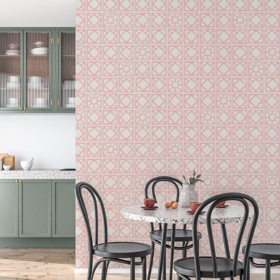 Invisible Touch Breeze Block Textured Performance Vinyl Wallpaper in Pink Carnation