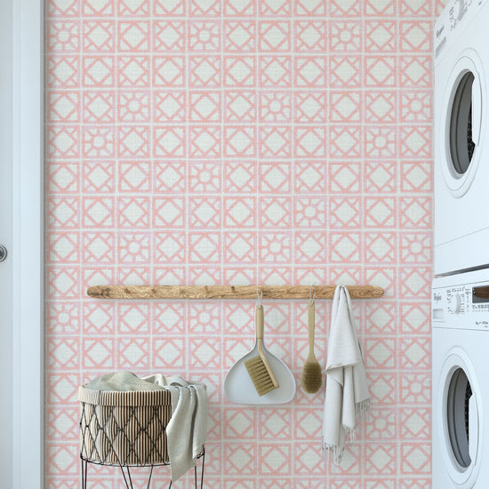 Invisible Touch Breeze Block Textured Performance Vinyl Wallpaper in Pink Carnation