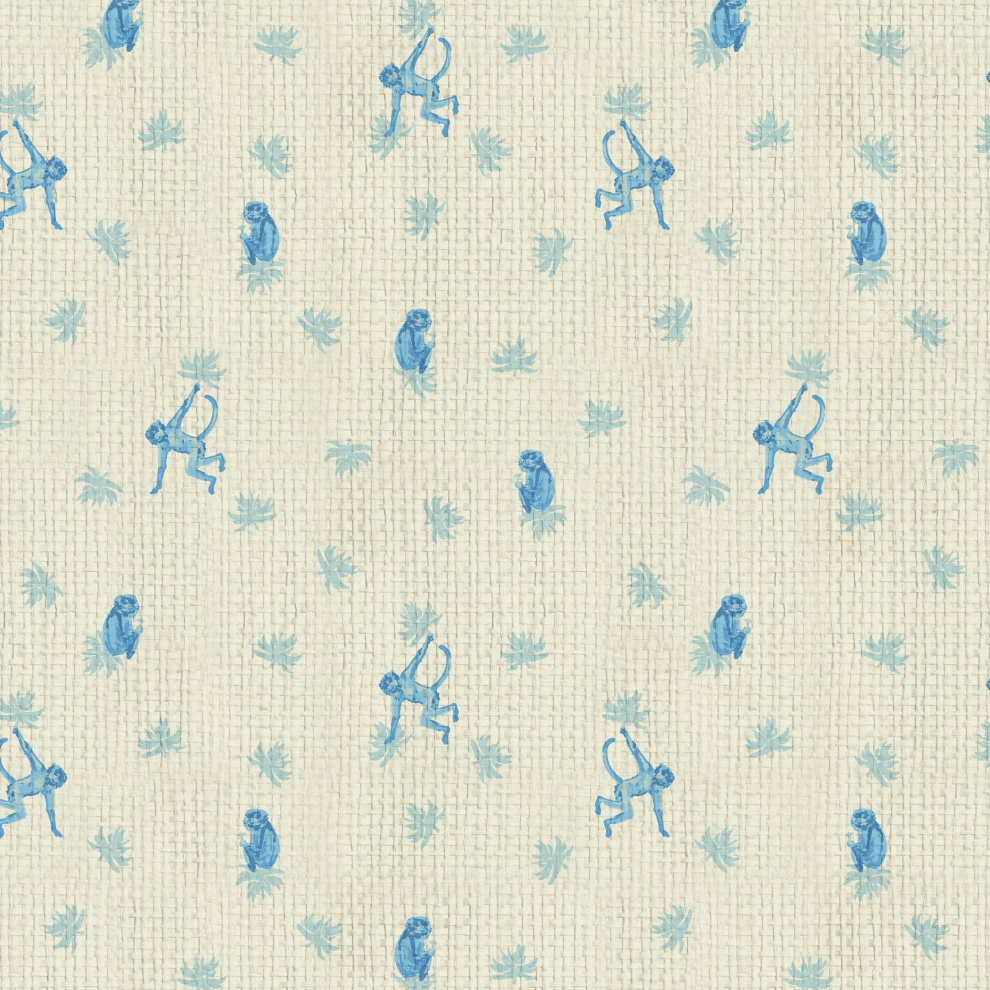 Grasscloth wallpaper Natural Textured Eco-Friendly Non-toxic High-quality  Sustainable Interior Design Bold Custom Tailor-made Retro chic Grandmillennial Maximalism  Traditional Dopamine decor tropical jungle kid playroom animal monkey chintz chinoiserie preppy playroom nursery bathroom french blue light sky ocean white cream neutral mini icon paperweave paper weave