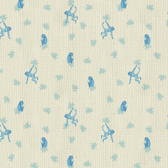 Grasscloth wallpaper Natural Textured Eco-Friendly Non-toxic High-quality  Sustainable Interior Design Bold Custom Tailor-made Retro chic Grandmillennial Maximalism  Traditional Dopamine decor tropical jungle kid playroom animal monkey chintz chinoiserie preppy playroom nursery bathroom french blue light sky ocean white cream neutral mini icon paperweave paper weave