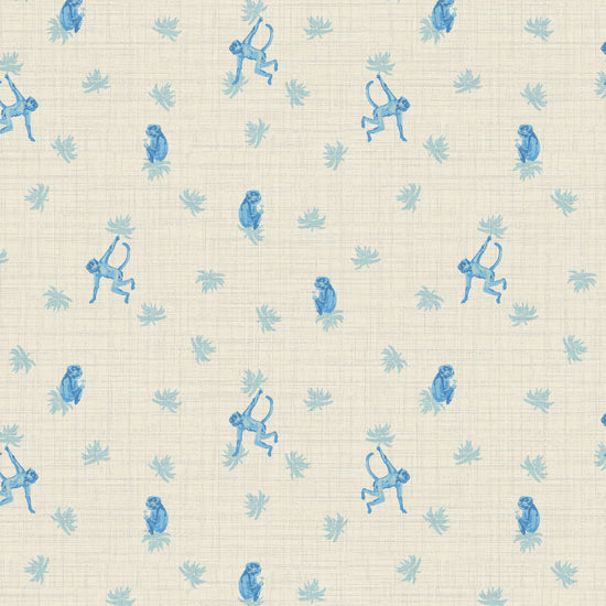 Keep Me Hanging on Monkeys Textured Performance Vinyl Wallpaper in Billy's Ocean