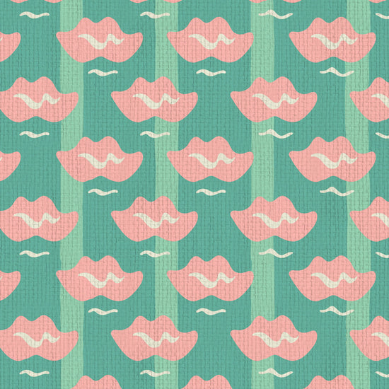 wallpaper Natural Textured Eco-Friendly Non-toxic High-quality  Sustainable Interior Design Bold Custom Tailor-made Retro chic Bold Salon Beauty lips Botox jungle bold stripe lips jungle tropical makeup pink green teal paper weave paperweave basketweave basket weave