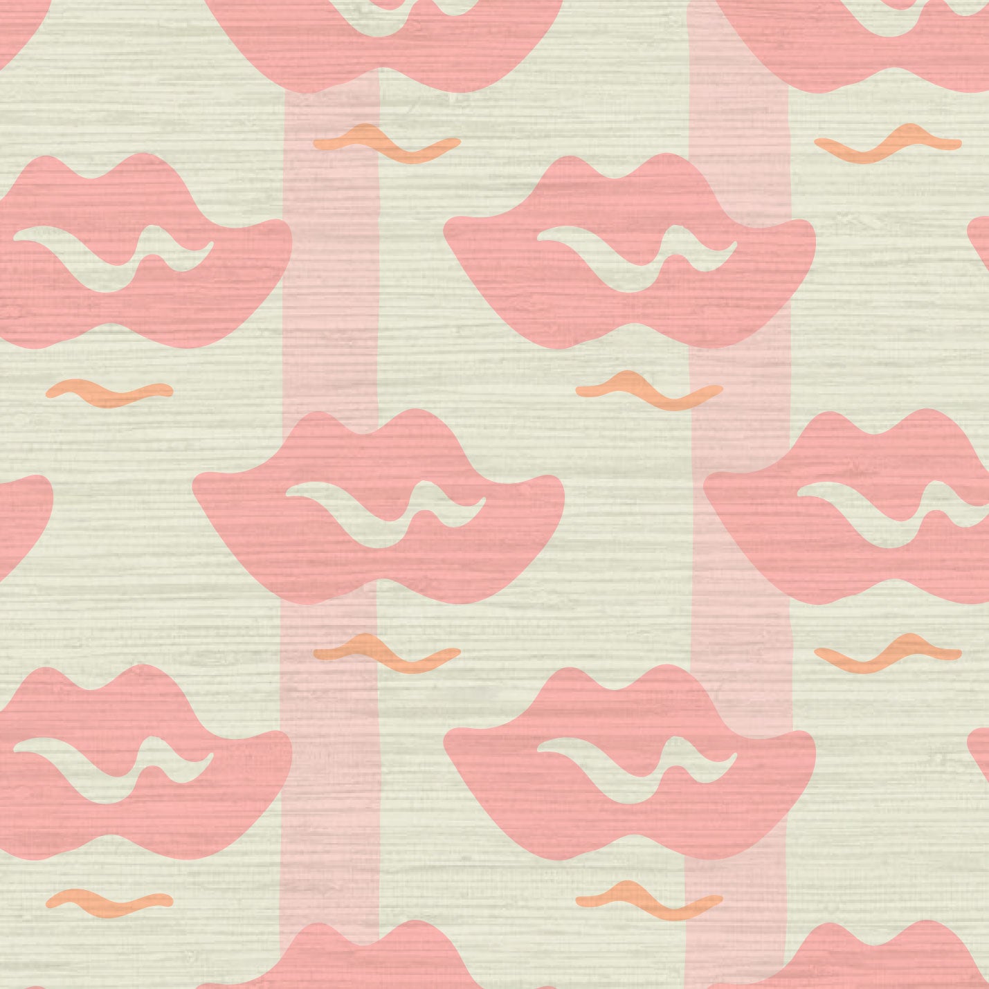 Grasscloth wallpaper Natural Textured Eco-Friendly Non-toxic High-quality Sustainable Interior Design Bold Custom Tailor-made Retro chic Bold Salon Beauty lips Botox jungle bold stripe lips jungle tropical makeup pink cream baby