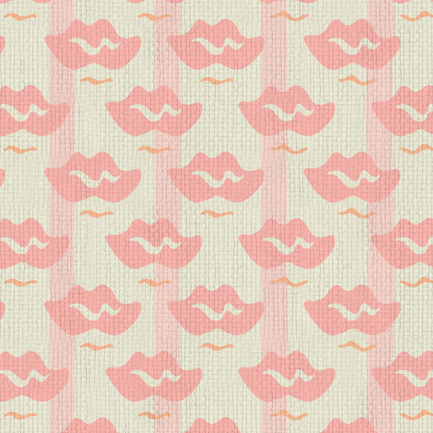 wallpaper Natural Textured Eco-Friendly Non-toxic High-quality Sustainable Interior Design Bold Custom Tailor-made Retro chic Bold Salon Beauty lips Botox jungle bold stripe lips jungle tropical makeup pink cream baby paper weave paperweave basketweave basket weave