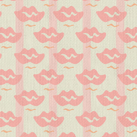 wallpaper Natural Textured Eco-Friendly Non-toxic High-quality Sustainable Interior Design Bold Custom Tailor-made Retro chic Bold Salon Beauty lips Botox jungle bold stripe lips jungle tropical makeup pink cream baby paper weave paperweave basketweave basket weave