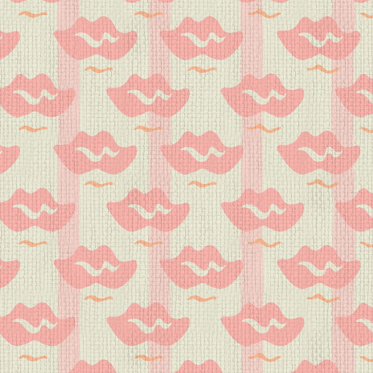 wallpaper Natural Textured Eco-Friendly Non-toxic High-quality Sustainable Interior Design Bold Custom Tailor-made Retro chic Bold Salon Beauty lips Botox jungle bold stripe lips jungle tropical makeup pink cream baby paper weave paperweave basketweave basket weave