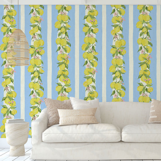 paper weave wallpaper Natural Textured Eco-Friendly Non-toxic High-quality Sustainable Interior Design Bold Custom Tailor-made Retro chic Grand millennial Maximalism Traditional Dopamine decor Coastal Garden Seaside Seashore Waterfront Cottage core Countryside Vintage Imperfect Rural Farm core rustic stripe feminine floral lemon stripe horizontal fruit food preppy stripe yellow white pink mint green french blue