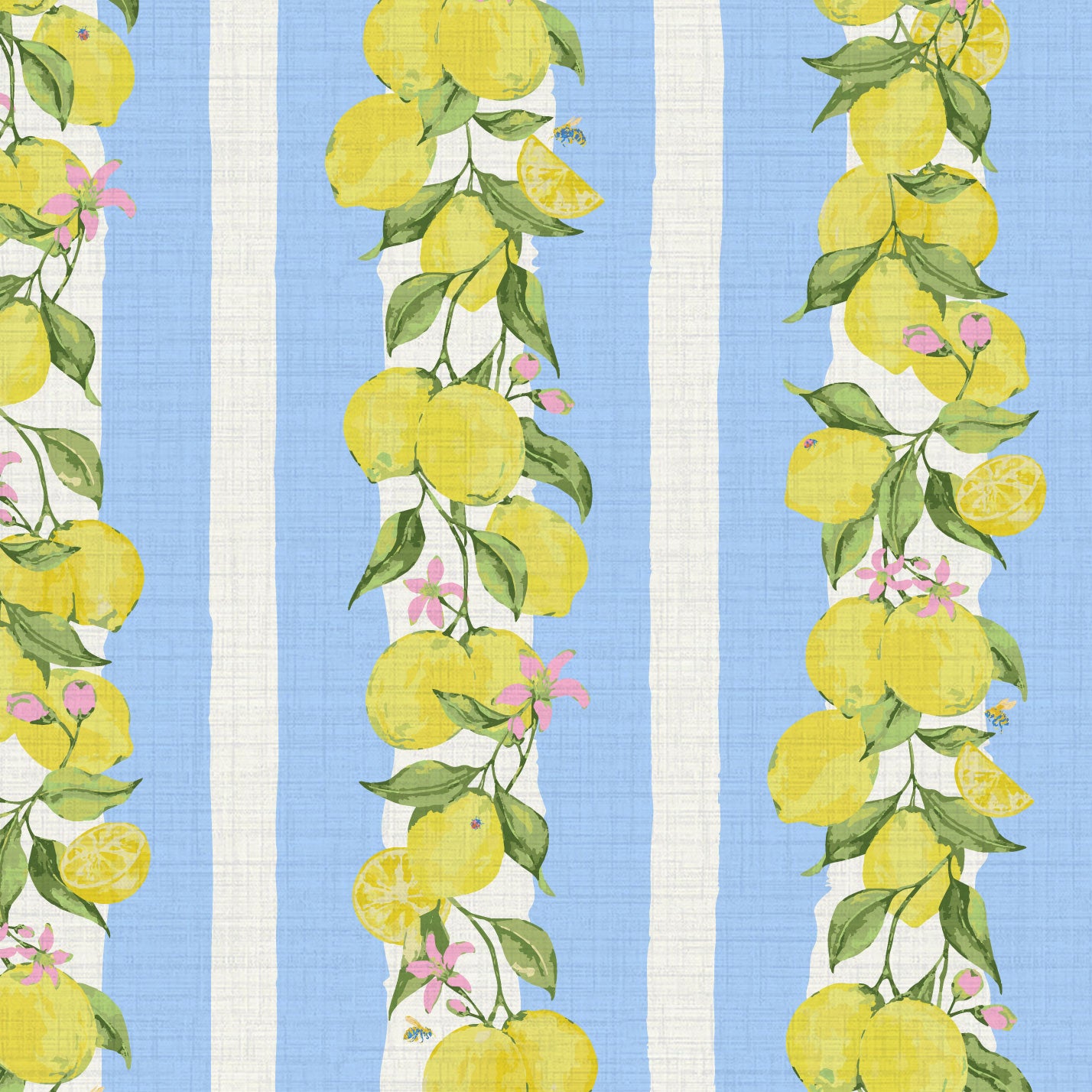 Love is a Lemon Field Textured Performance Vinyl Wallpaper in Bonnie Bell French Blue